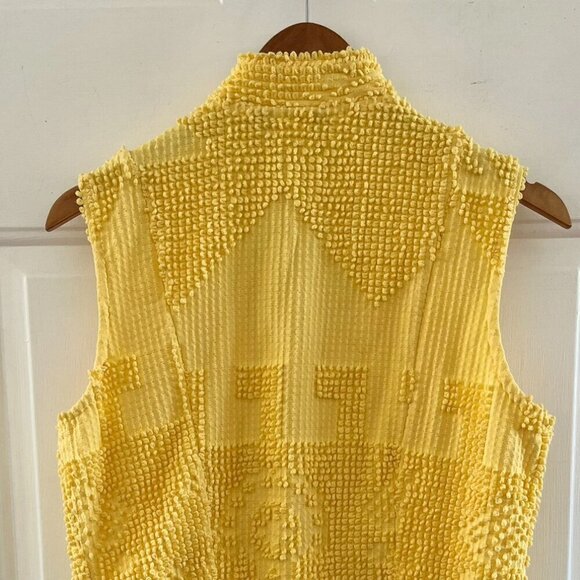 Vintage Painted Pony Woman's Cool Yellow Chenille Western Vest Sz Med - Picture 3 of 7